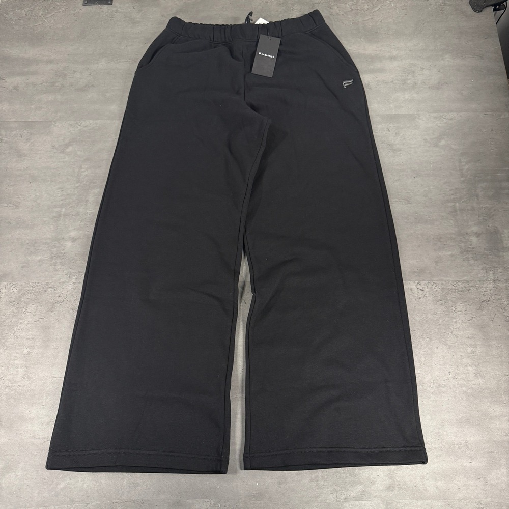 Fabletics Cozy Fleece SweatPants Womens M Black Baggy Wide Leg NEW $105 Comfy